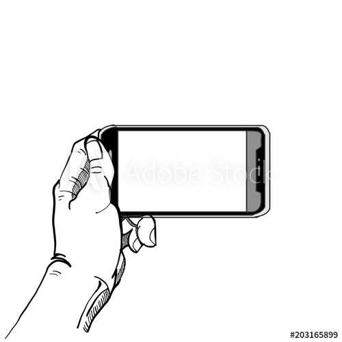 500x500 Vector Illustrations Man's Hands Hold Tablets, Smartphone