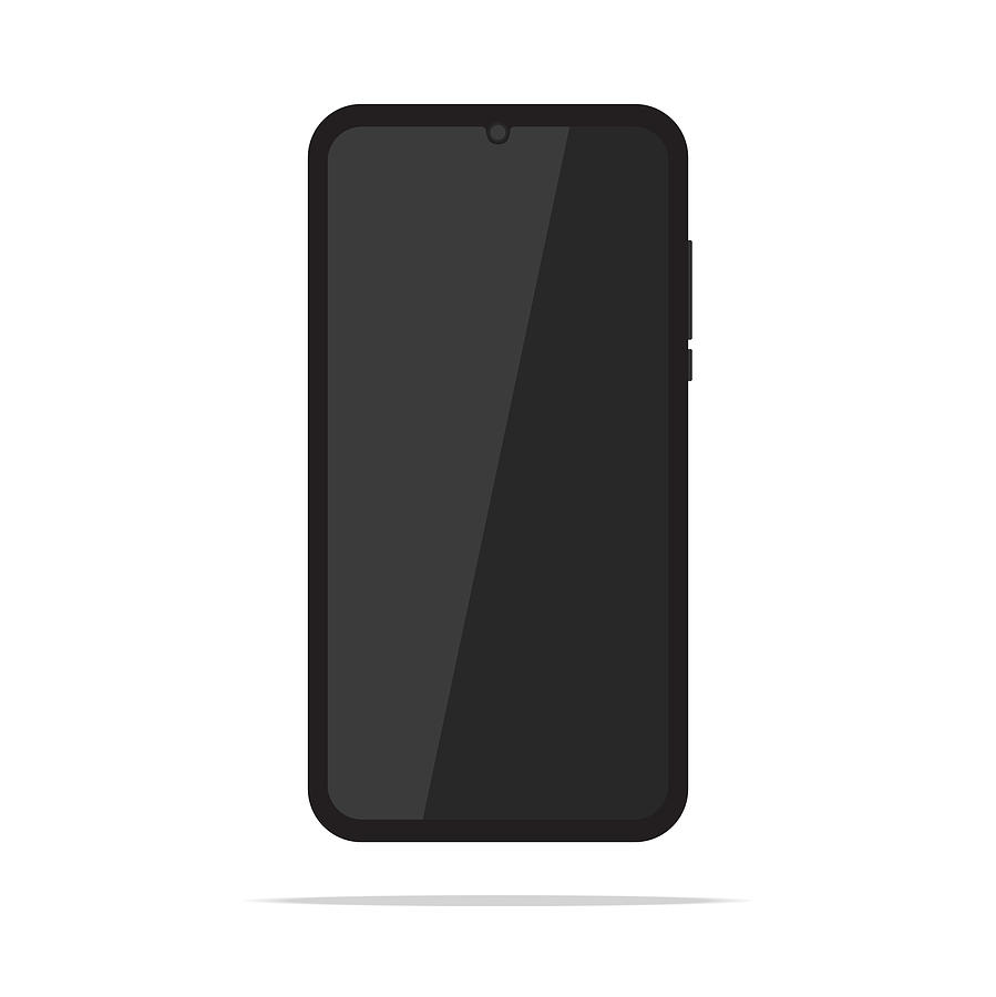899x900 Black Mobile Cell Phone Isolated On White Background Vector