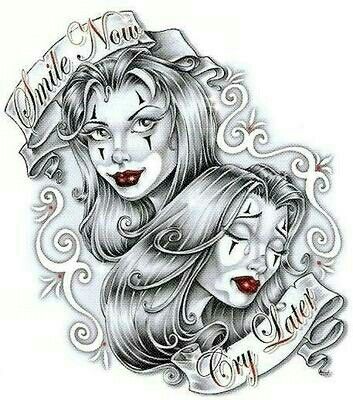 353x400 This So Amazing Pinkylixiouz Chicano Tattoos, Clown Tattoo