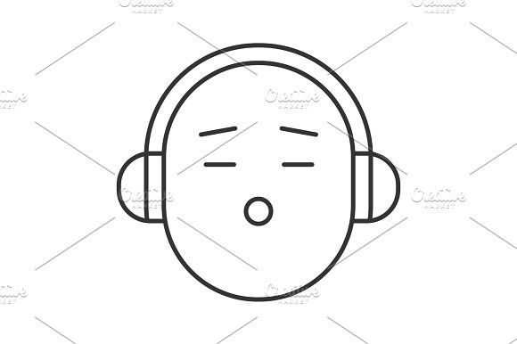 580x386 Smile With Headphones Linear Icon Emotion Icons Smiley Face