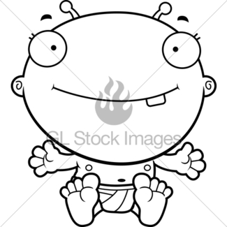 325x325 Cartoon Baby Alien Smiling Gl Stock Images