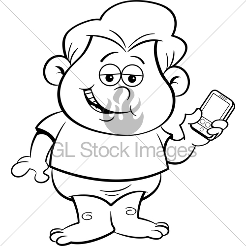 500x500 Cartoon Smiling Baby Holding A Cell Phone Gl Stock Images