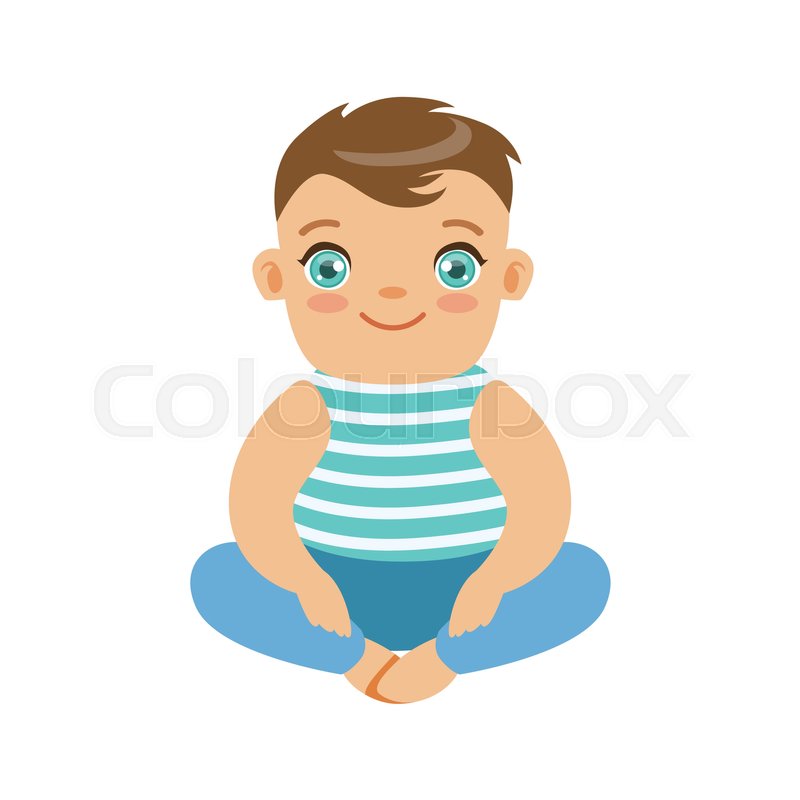 800x800 Happy Smiling Baby Sitting On The Stock Vector Colourbox