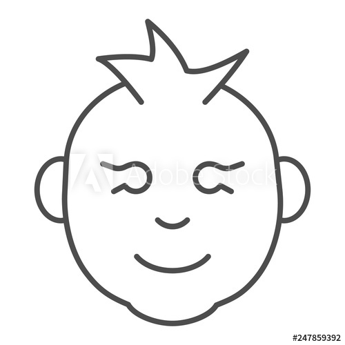 500x500 Baby Boy Thin Line Icon Kid Smiling Face Vector Illustration