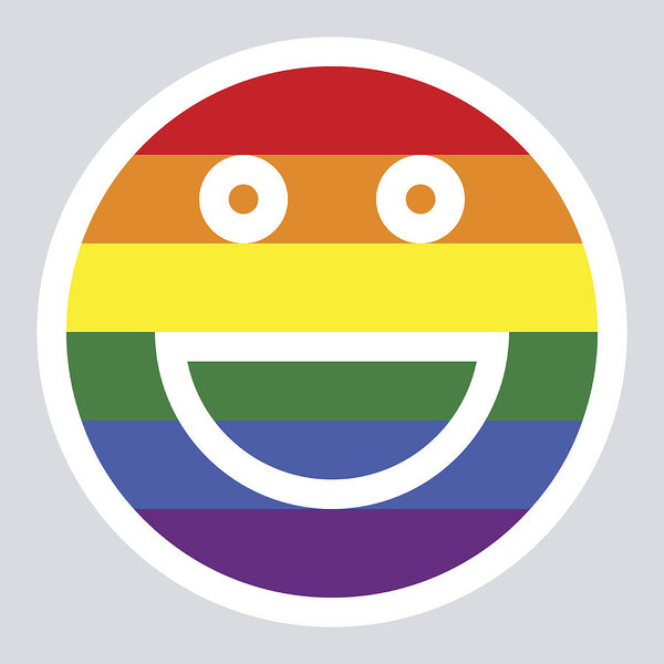 600x600 Smiling Face Smiley Icon Lgbt Movement Rainbow Flag Art Print