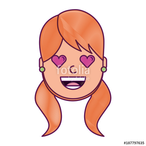 500x500 Happy Girl With Her Smiling Face And Heart Shape Eyes Illustration