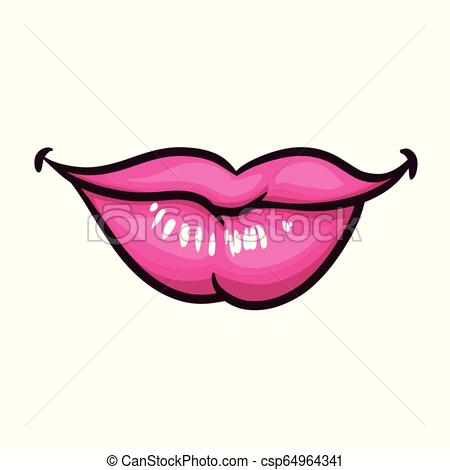 450x470 Female Cartoon Lips With A Smilevector Illustration