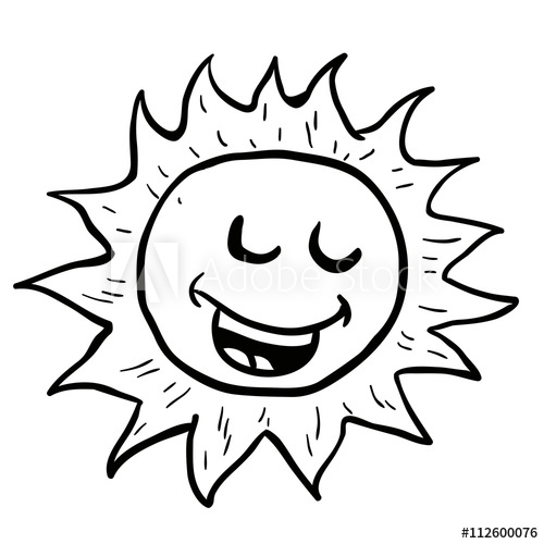 500x500 Black And White Smiling Sun