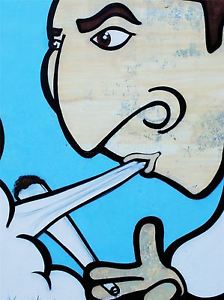 224x300 Art Print Poster Painting Drawing Graffiti Guy Smoke Joint Weed