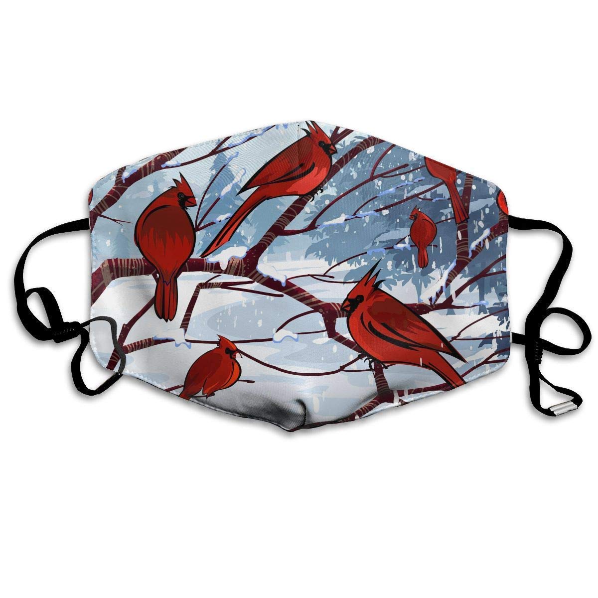 1200x1200 Unisex Mouth Mask Cardinal Birds Winter Drawing