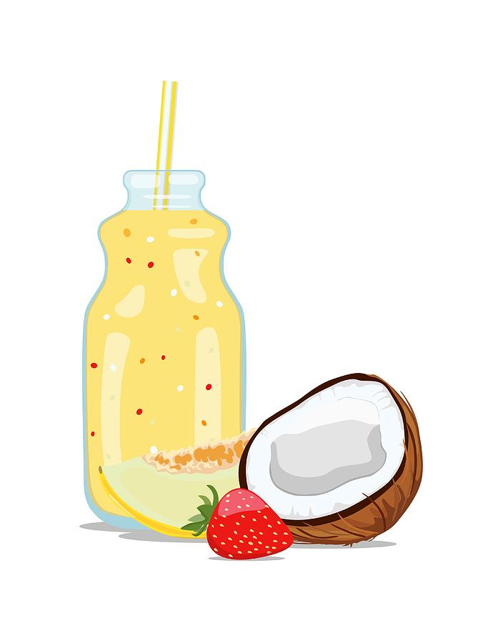 676x900 Fruit Smoothie In Glass Jar Vector Illustration