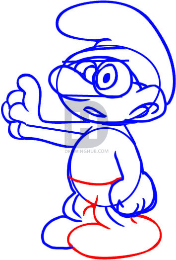 355x523 How To Draw A Smurf, Step