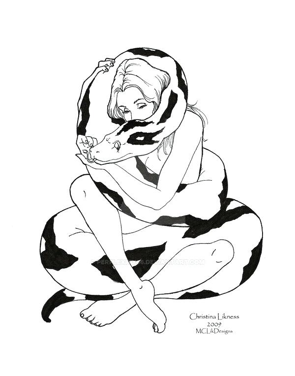 600x764 Drawn Snake Snake Girl