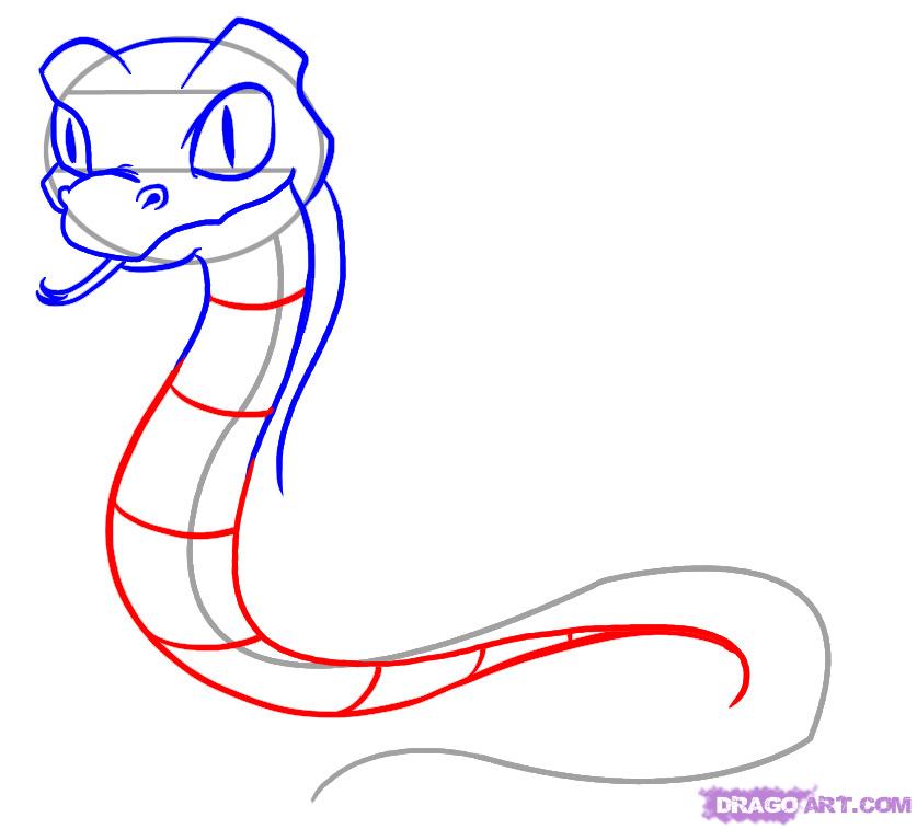 837x757 How To Draw A Cartoon Snake, Step