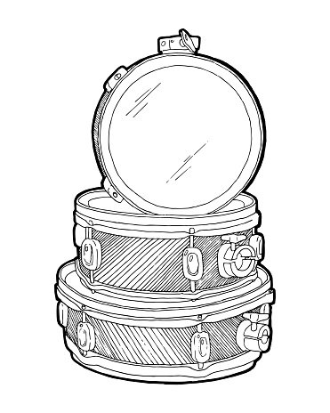 371x464 snare and tom tom drums sketch drawing isolated on white
