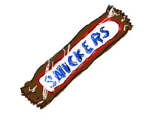 300x250 Snickers Bar Being Split Open