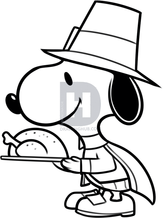 538x720 How To Draw Thanksgiving Snoopy, Step