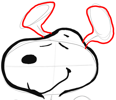 450x391 How To Draw Snoopy From Peanuts Charlie Brown With Drawing Steps