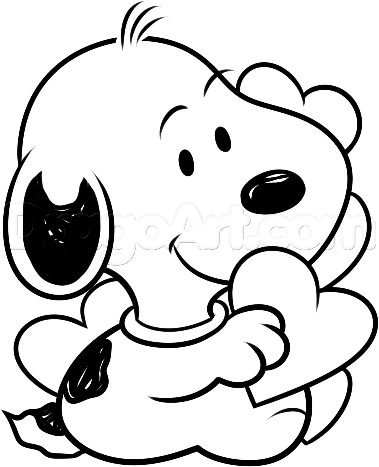 757x933 How To Draw Valentine Snoopy, Step