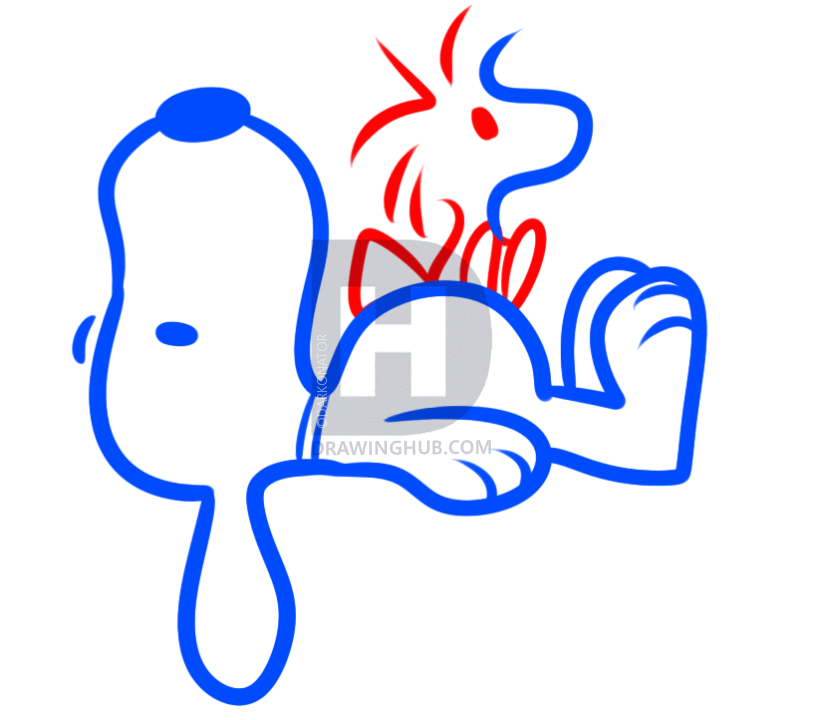 813x720 How To Draw Snoopy And Woodstock, Step