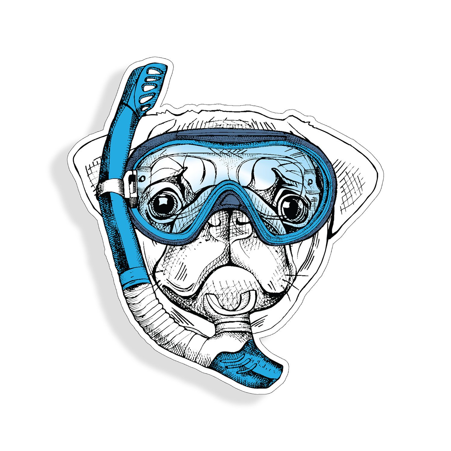 1500x1500 Pug Dog Sticker Snorkel Scuba Dive Mask Pet Cup Laptop Car Etsy
