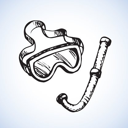 416x416 Diving Snorkel And Vector Drawing Premium Clipart