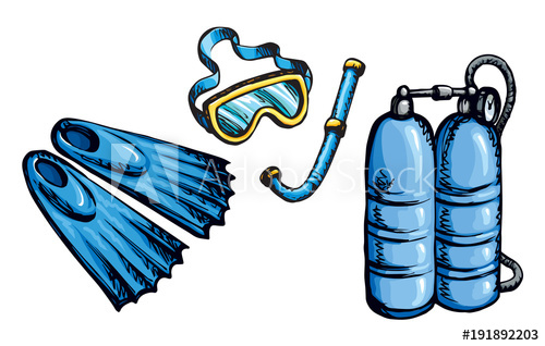 500x318 Diving Snorkel And Goggles Vector Drawing