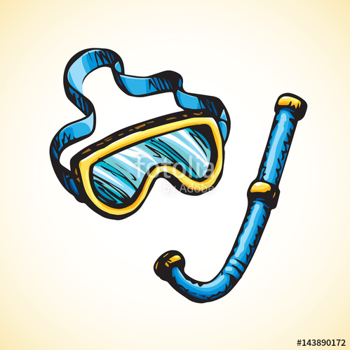 499x500 Diving Snorkel And Goggles Vector Drawing Stock Image