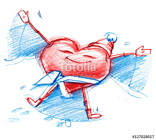 500x448 Lying Heart On Snow Figure Angel Set Stock Photo And Royalty Free