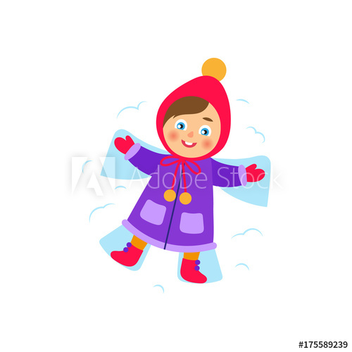 500x500 Vector Girl Lying In The Snow Making Snow Angel Flat Cartoon