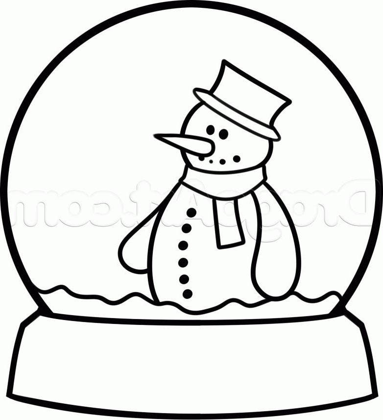 782x857 Snow Globe Coloring Pages Free Linear