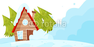 400x200 Snow Falling Down On Living House Avalanche Disaster Winter