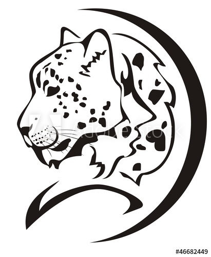 411x500 Snow Leopard Head Symbol Black On The White