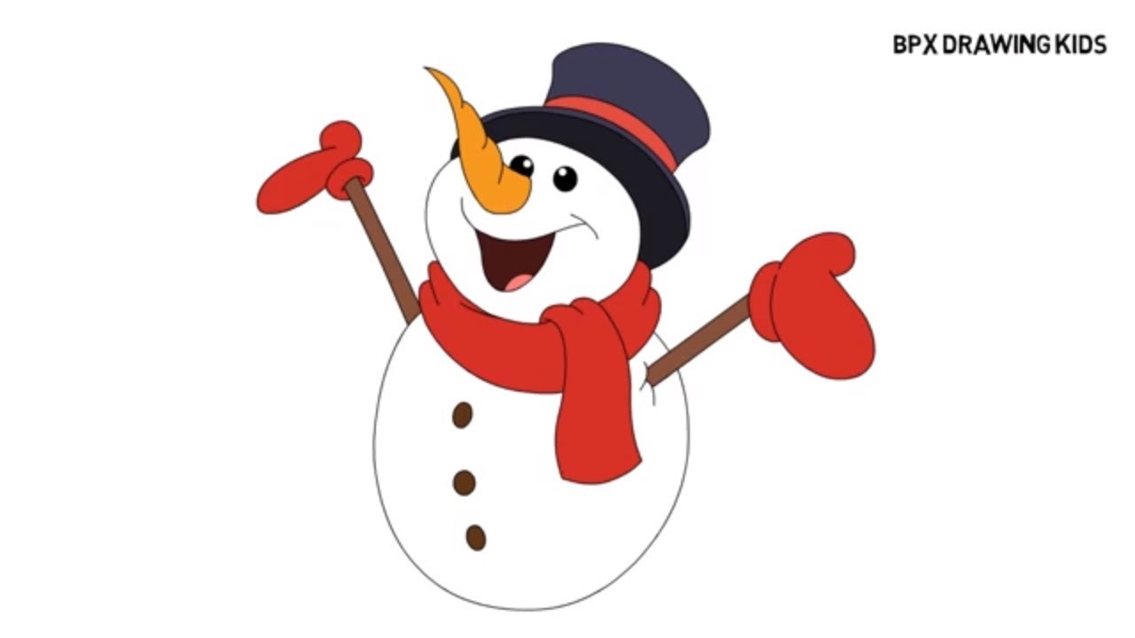 1280x720 How To Draw And Color Snowman Snowman Drawing Coloring