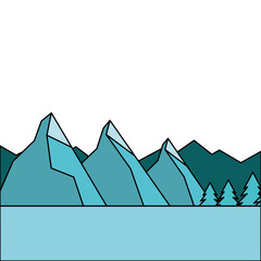 240x240 Landscape Natural Peak Mountains Snow Tree Pine Water Vector