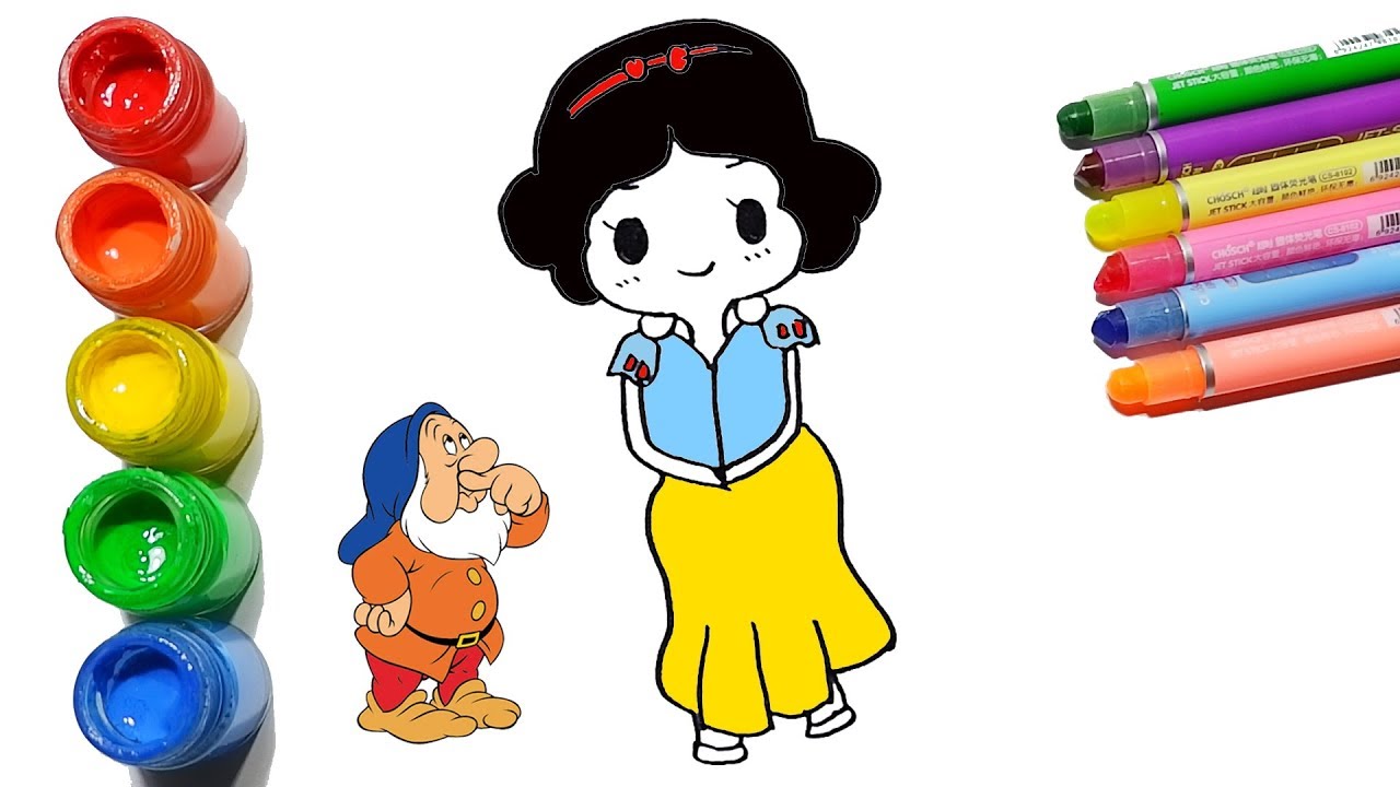 1280x720 Kid Drawing And Coloring Disney Princess Snow White Prett Y Art