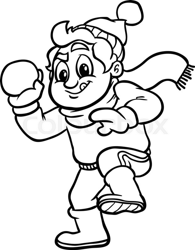 622x800 Kid Throwing Snowball Stock Vector Colourbox