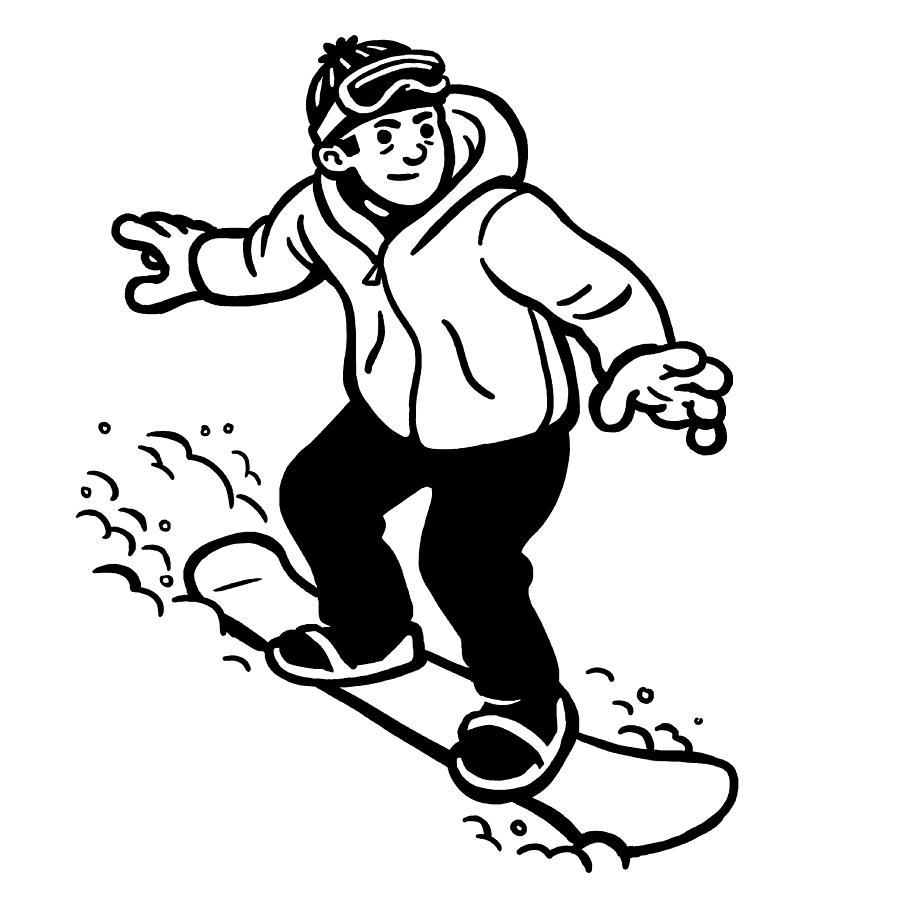 900x900 Man Snowboarding Drawing