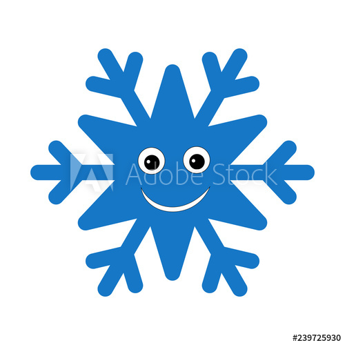 500x500 Snowflake Smiley Baby Face Cute Winter Blue Snow Flake, Smile