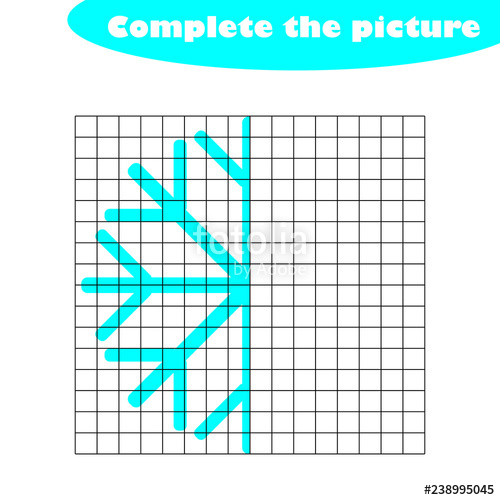 500x500 Complete The Picture, Snowflake In Cartoon Style, Drawing Skills