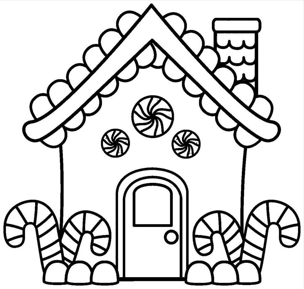 1023x973 Gingerbread House Coloring Pages Free For Preschool Snowflake