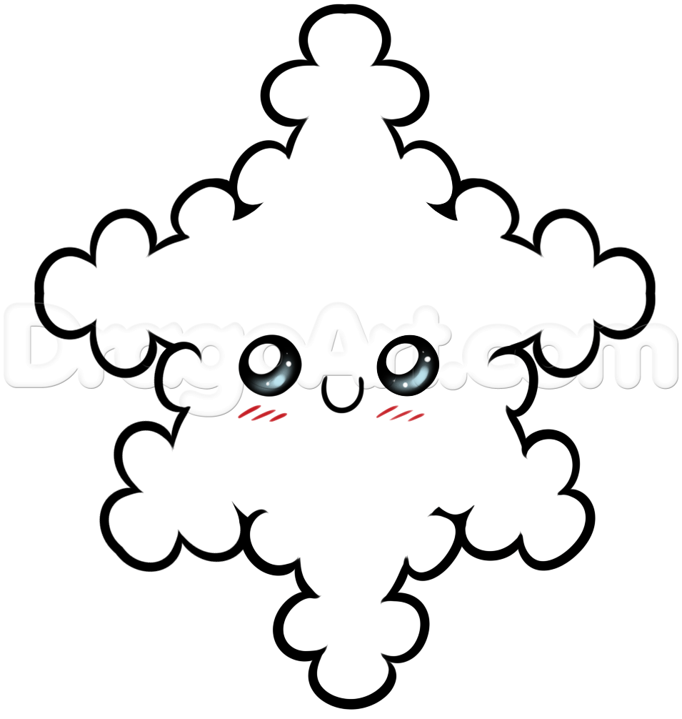 955x1006 Kawaii Art, Snowflake Drawing Lesson, Step