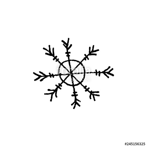 500x500 Snowflake Hand Drawn Vector Icon, Logo Template Winter Theme