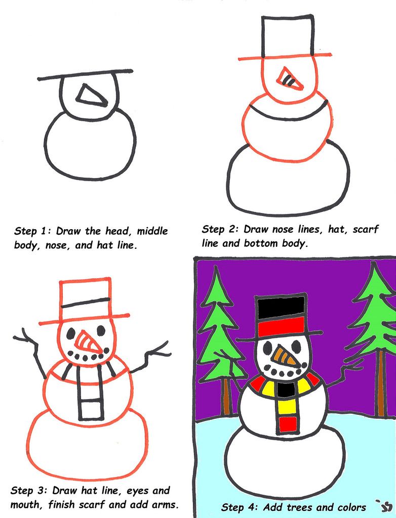 782x1024 Snowman Lesson Up Drawing Christmas Time S