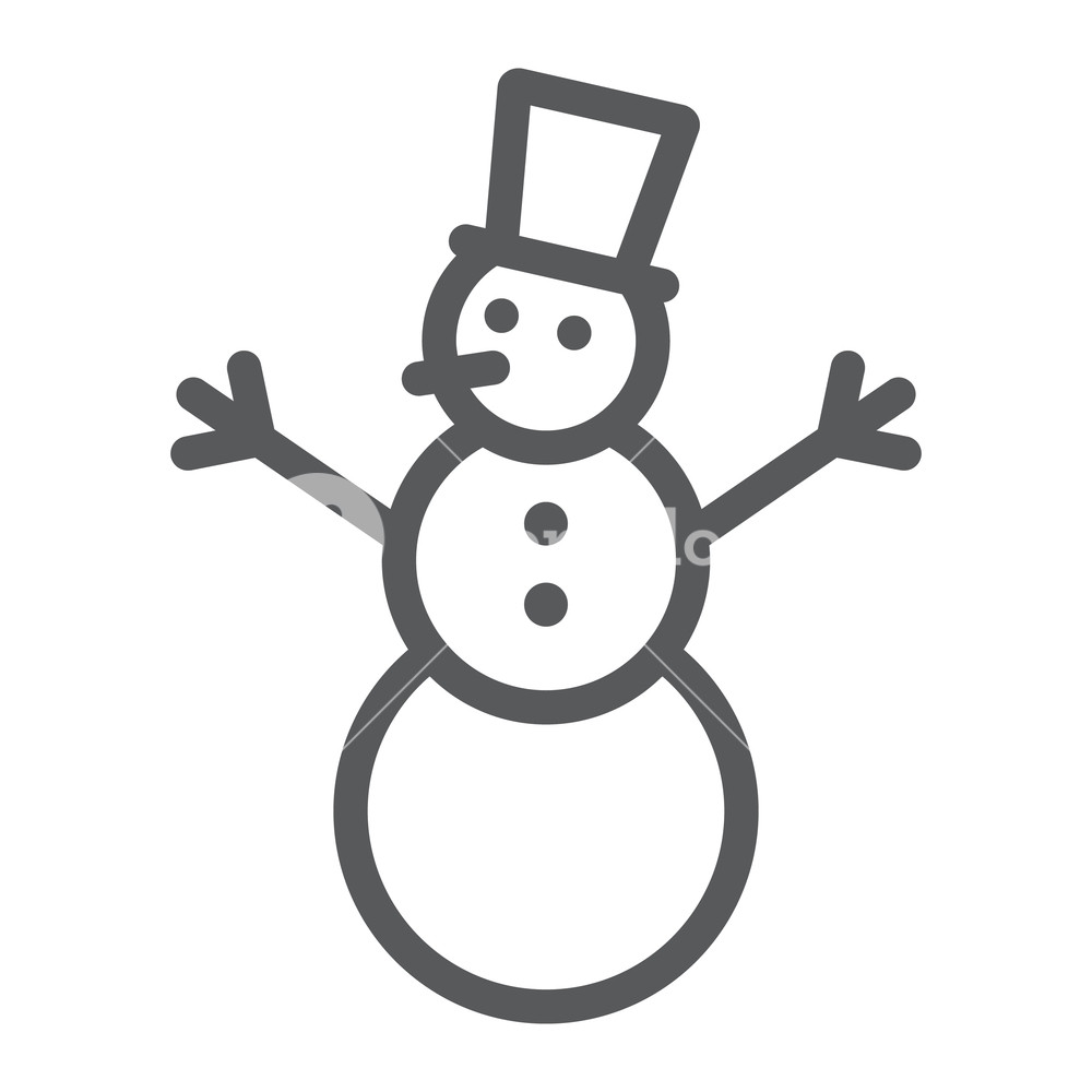 1000x1000 Snowman Line Icon, Christmas And Winter, Snow Sign, Vector