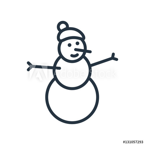 500x500 Snowman Line Web Icon On White Background