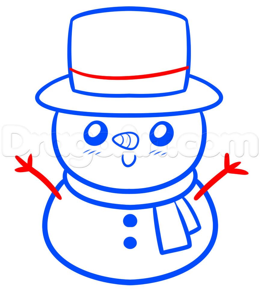 865x970 Drawing A Kawaii Frosty The Snowman, Step