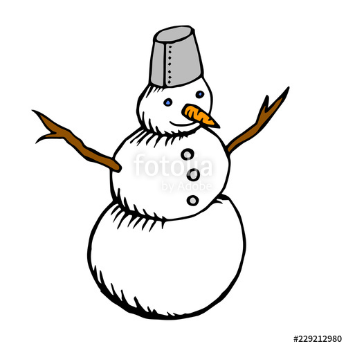 500x500 Abstract Grunge Vector Illustration Of A Snowman Freehand Drawing
