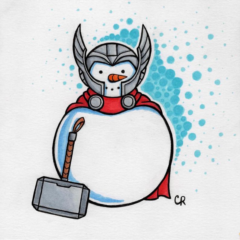 794x794 Original Snowman Thor Drawing Etsy