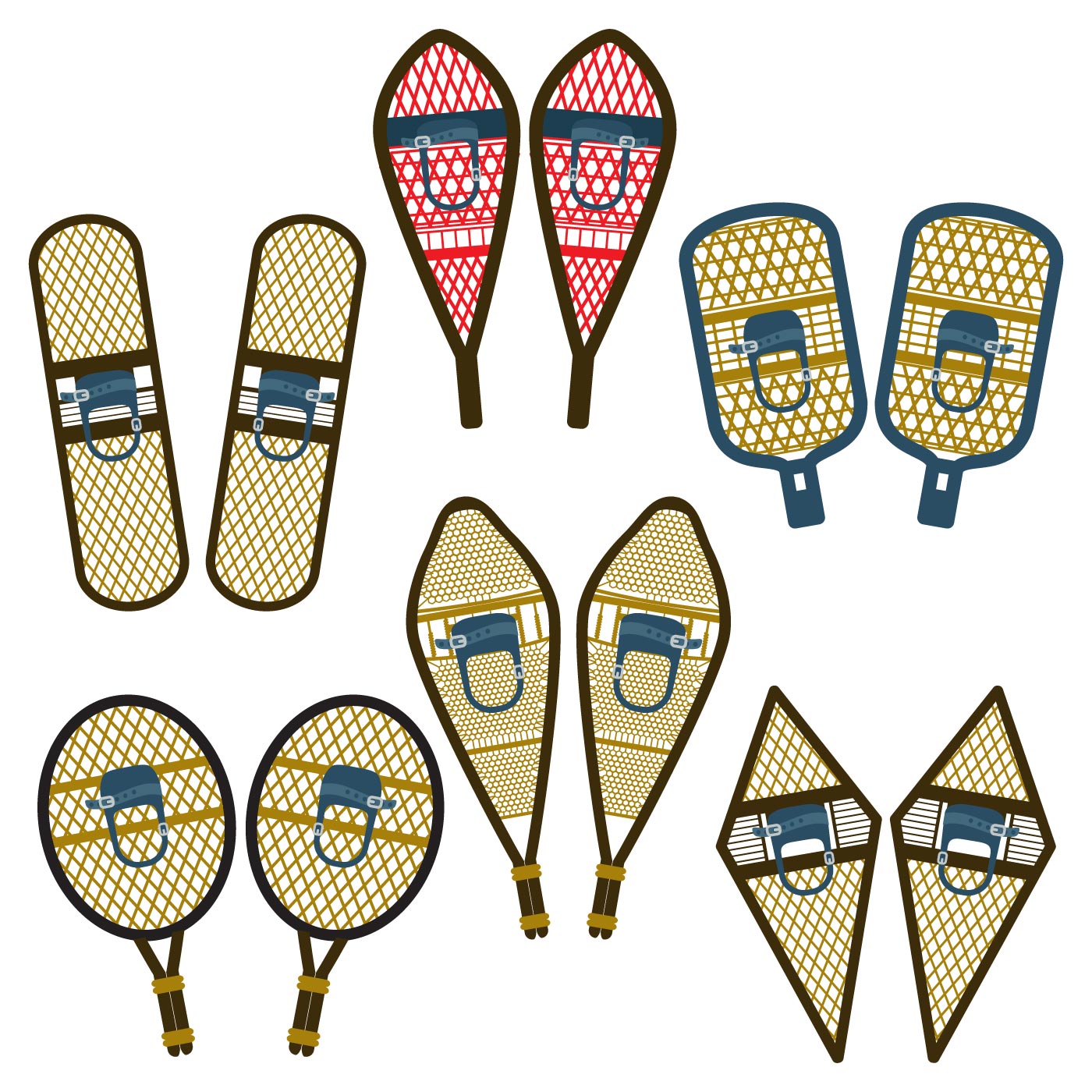 1400x1400 Snowshoe Vector Set